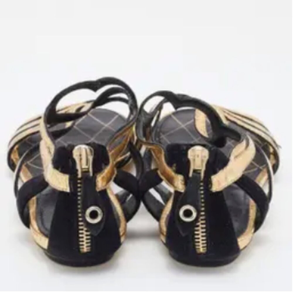 Louis Vuitton Queen of Hearts Gold Sandals Size 38.5 ASO Alicia Vikander - Picture 6 of 9